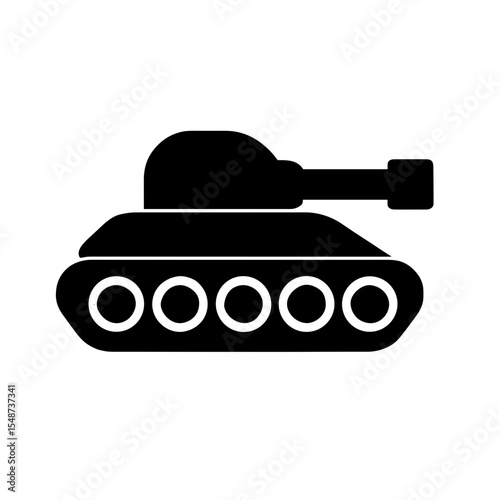 Tank icon filled silhouette representing armored military vehicle