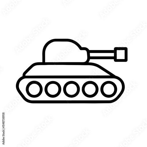 Tank icon outline style representing armored military vehicle