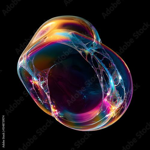 Colorful Soap Bubble Macro with Swirling Patterns