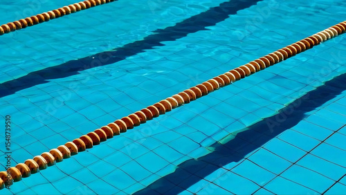 Top-Down Realistic View of Swimming Pool with Lane Dividers and Ripples