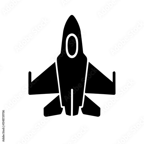 Fighter jet icon filled silhouette representing air force power and speed