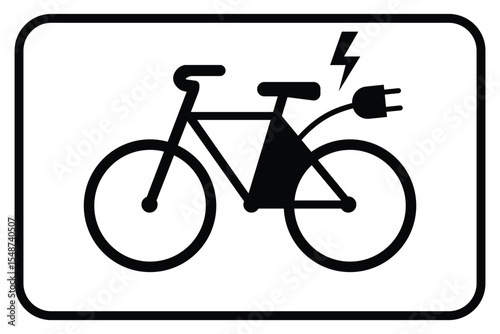 E-Bike Friendly Zone Sign. Electric Bike Parking Area Sign. E-Bike Charging Station