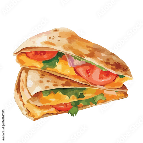 Stacked quesadillas with tomatoes cilantro and a hint of red onion