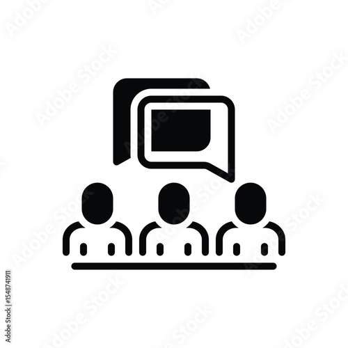 Black solid icon for discussion