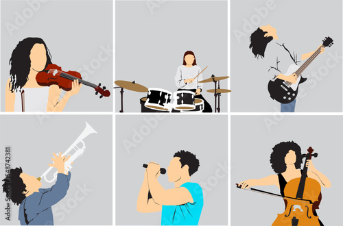 musician set vector collection