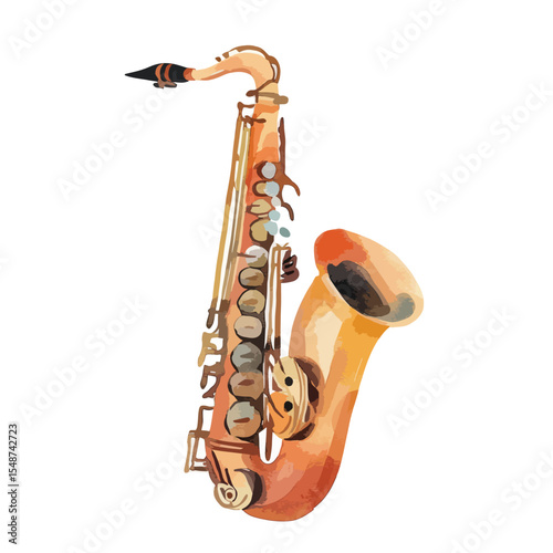 Vibrant Watercolor Saxophone in Warm Hues