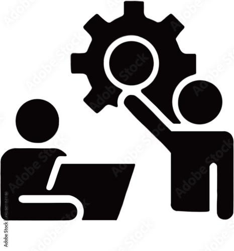 Black Glyph Collaboration Icon – Teamwork, Partnership, and Cooperation Symbol


