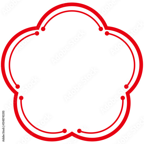 Simple Flower Shape Frame Red Lines