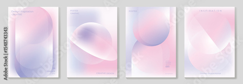 Modern gradient liquid glass poster background vector set.Cover template with perspective geometric prism shape. Ideal design for social media, cover, banner, wallpaper, promotion, ads.