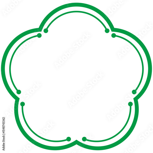Simple Flower Shape Frame Green Lines