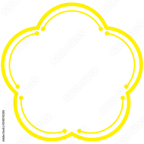 Simple Flower Shape Frame Yellow Lines