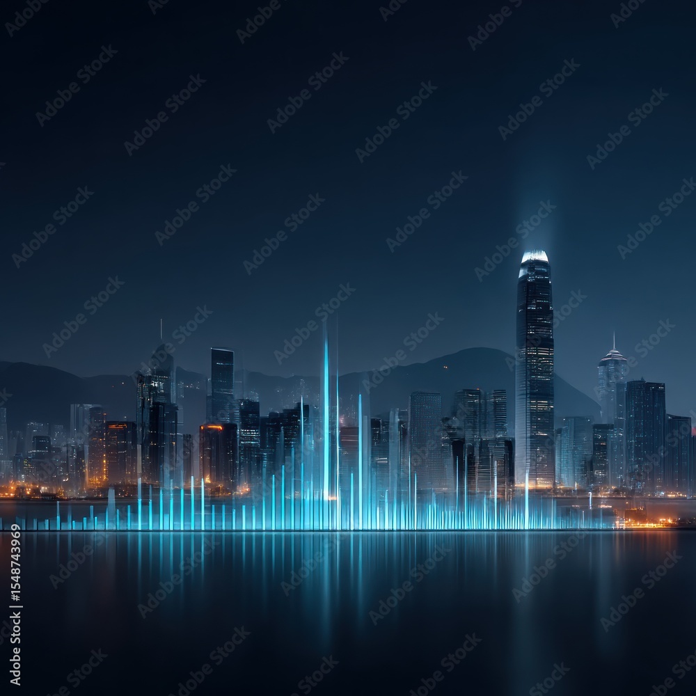 Fototapeta premium Futuristic city skyline at night (5)