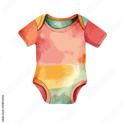 Watercolor Baby Onesie in Warm Hues with Artistic Brushstroke Texture