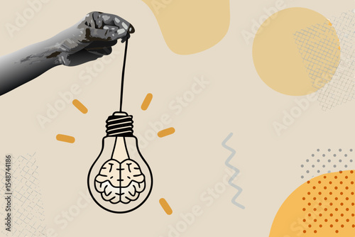 Creative Idea Concept with Light Bulb Brain and Abstract Background