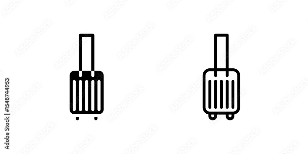Obraz premium Icon set of rolling suitcase, ideal for packing, travel, and luggage design