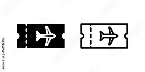 Ticket icon set for transportation, events, and travel booking systems
