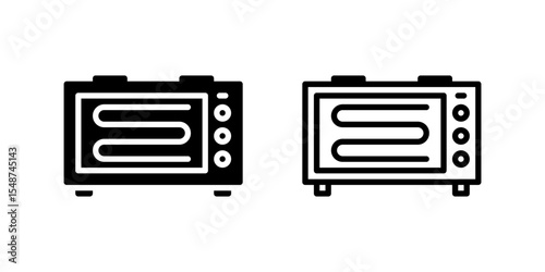 Small electric grill icon set for solo cooking and bachelor kitchen setups