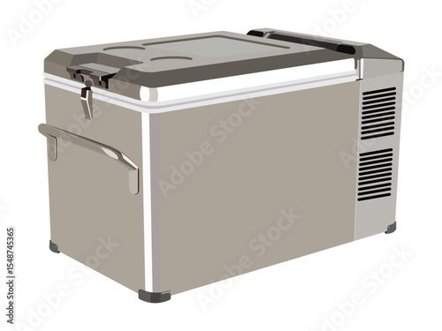 Portable camping refrigerator cooler box isolated on white background