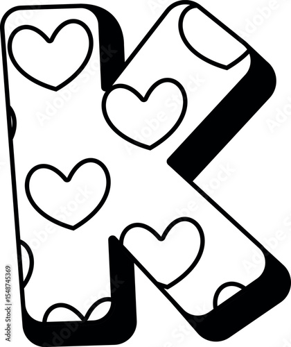 K lovely childish font vector illustration