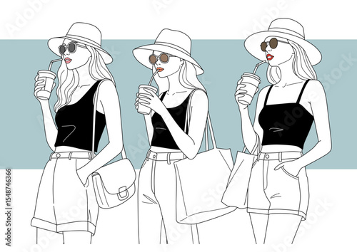 ドリンクを飲む女性01_カラー