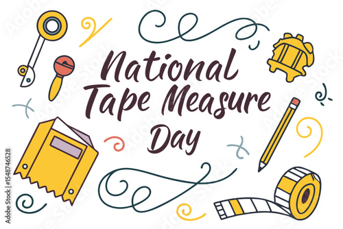 NATIONAL TAPE MEASURE DAY vector illustration