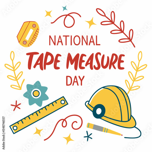 NATIONAL TAPE MEASURE DAY vector illustration
