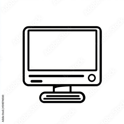 Minimalistic line art design of a desktop computer monitor, showcasing modern technology in a sleek and simplified style