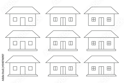 House icons set. Home icon collection. Real estate. Flat style houses symbols for apps and websites. tiny house icon line art vector. Vector set of house thin line icons. home icon set. Eps 10. 