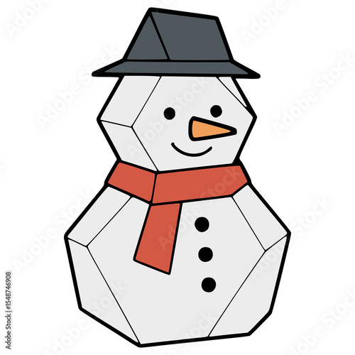 snowman papercraft hobby fun flat color vector illustration template design