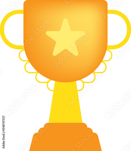 Gold Trophy with Star Icon Illustration