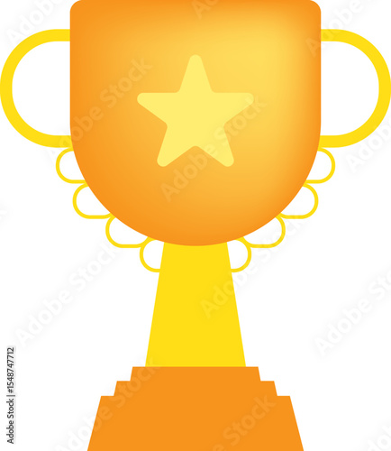 Gold Trophy with Star Icon Illustration