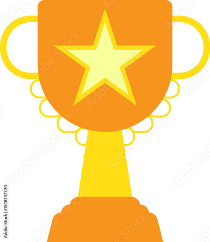 Gold Trophy with Star Icon Illustration