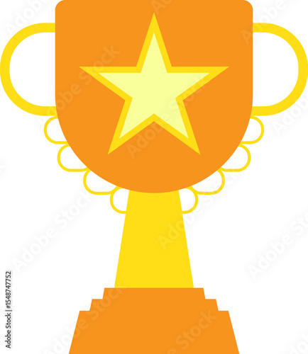 Gold Trophy with Star Icon Illustration