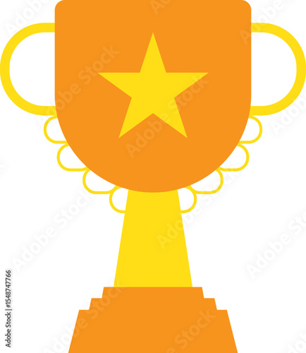 Gold Trophy with Star Icon Illustration