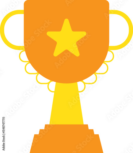 Gold Trophy with Star Icon Illustration