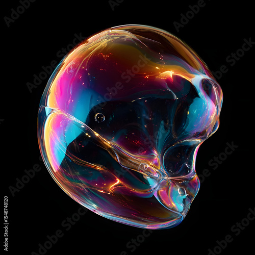Psychedelic Soap Bubble with Swirling Colors and Patterns