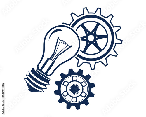 Ingenious Mechanism A light bulb and intricate gears symbolizing innovation, ingenuity, and the mechanics of a brilliant idea.