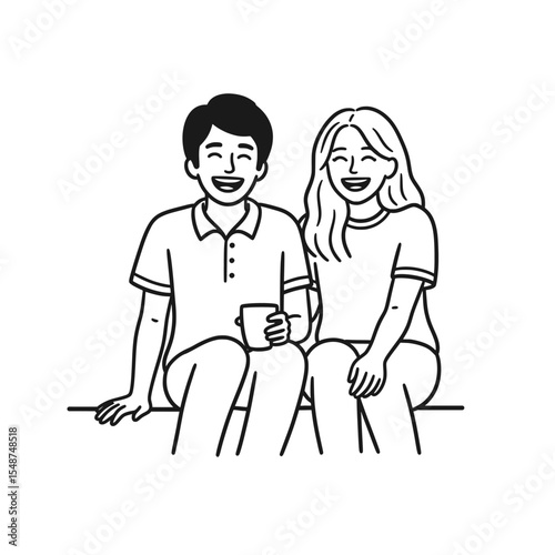 Romantic or friendship themed couple or object in hand-drawn style – Vector Illustration