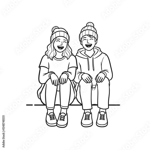 Romantic or friendship themed couple or object in hand-drawn style – Vector Illustration