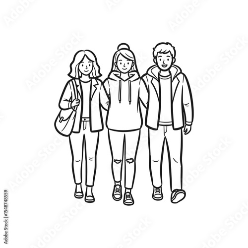 Romantic or friendship themed couple or object in hand-drawn style – Vector Illustration