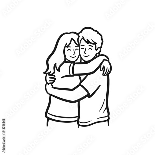 Romantic or friendship themed couple or object in hand-drawn style – Vector Illustration