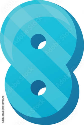 Eight cute childish digit vector illustration