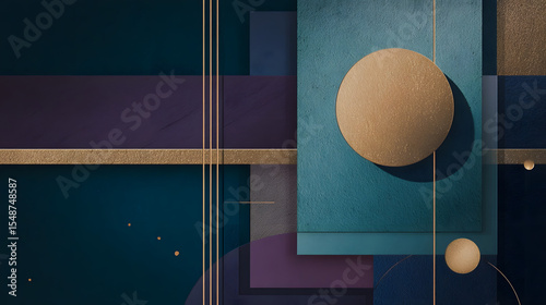 Abstract Grid Pattern in Dark Blue and Gold Tones