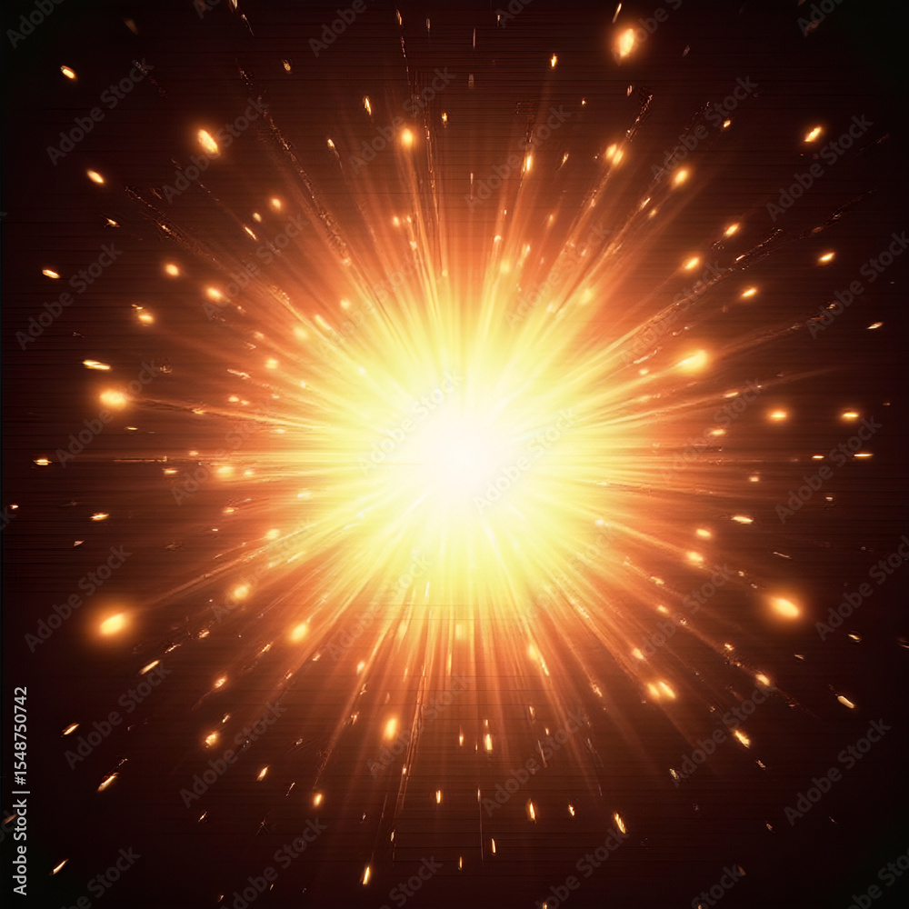 Fototapeta premium Bright Firework Explosion on Dark Night Sky