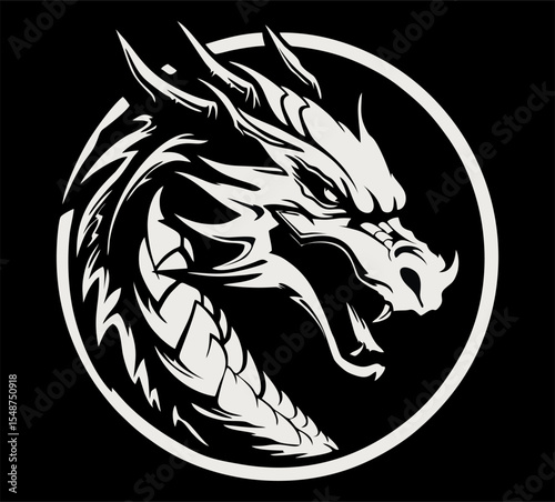 Dragon logo icons. Ancient mythical serpent symbol. Mythological beast sign. Vector illustration