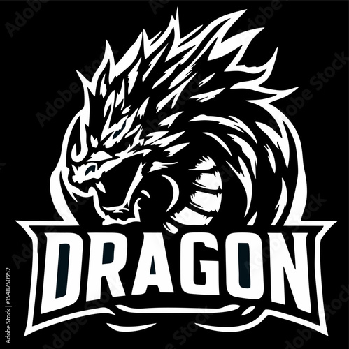 Dragon logo icons. Ancient mythical serpent symbol. Mythological beast sign. Vector illustration