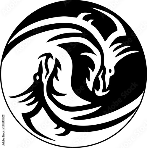 Dragon logo icons. Ancient mythical serpent symbol. Mythological beast sign. Vector illustration