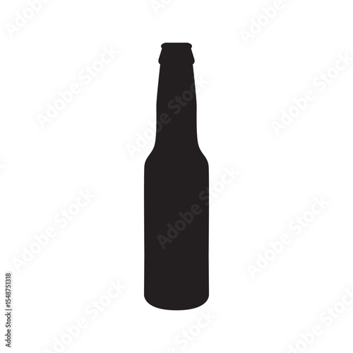 Single flat beer bottle icon isolated on a white background