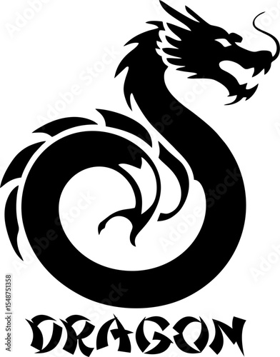 Dragon logo icons. Ancient mythical serpent symbol. Mythological beast sign. Vector illustration