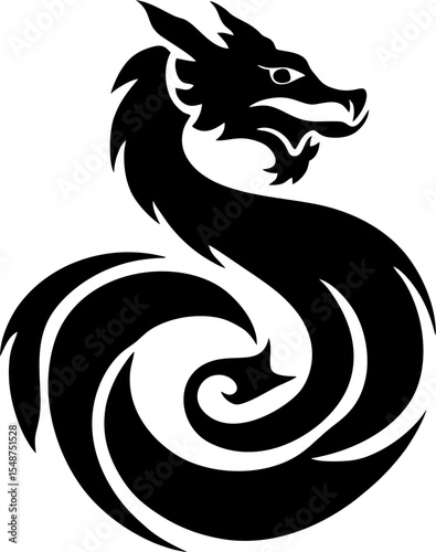 Dragon logo icons. Ancient mythical serpent symbol. Mythological beast sign. Vector illustration